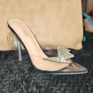 Elegant Clear Heels with Silver Accents